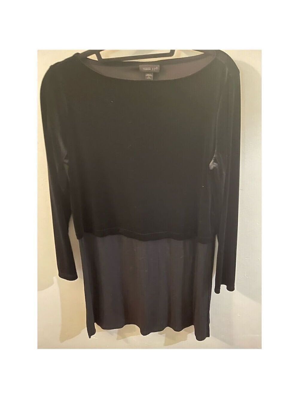 J. Jill Women's Petite Black Velvet Tunic Blouse Long Sleeve Casual